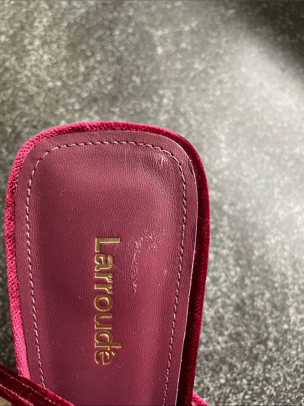 NWOT Larroude Size 7 Ines Wine Velvet Slingback Pointed-Toe Heels Burgundy - Picture 16 of 16